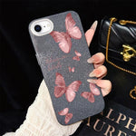 Custodia per telefono ibrida in PC e TPU con motivo farfalle da sogno e glitter IMD., For iPhone 15, For iPhone 14 Plus, For iPhone 14, For iPhone 14 Pro, For iPhone 14 Pro Max, For iPhone SE 2022 / SE 2020