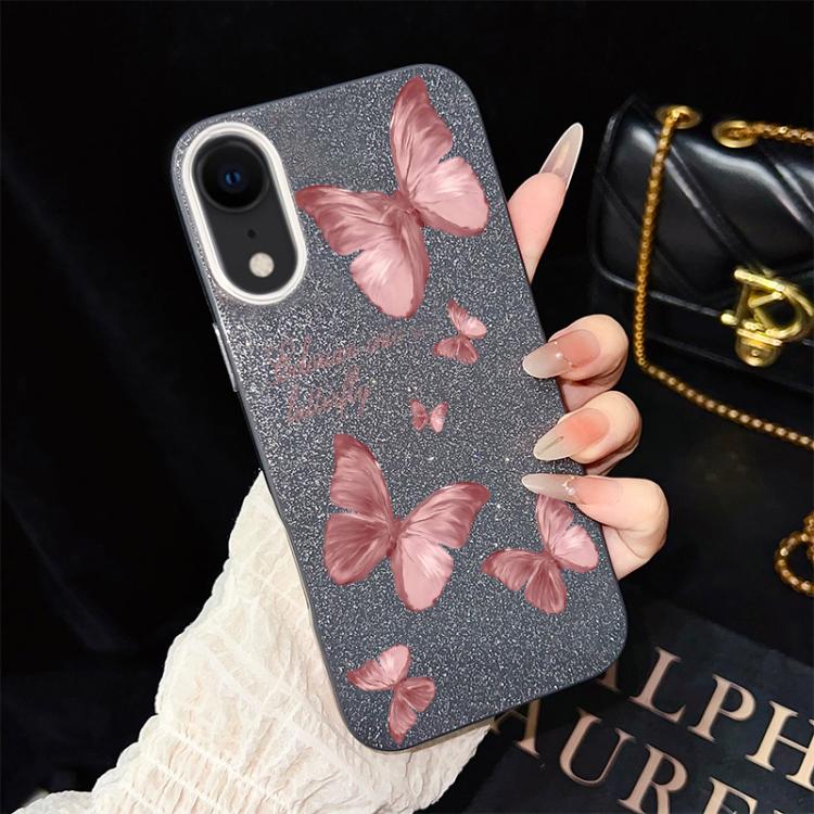 Custodia per telefono ibrida in PC e TPU con motivo farfalle da sogno e glitter IMD., For iPhone 11 Pro Max, For iPhone 11, For iPhone 11 Pro, For iPhone XS / X, For iPhone XR, For iPhone XS Max
