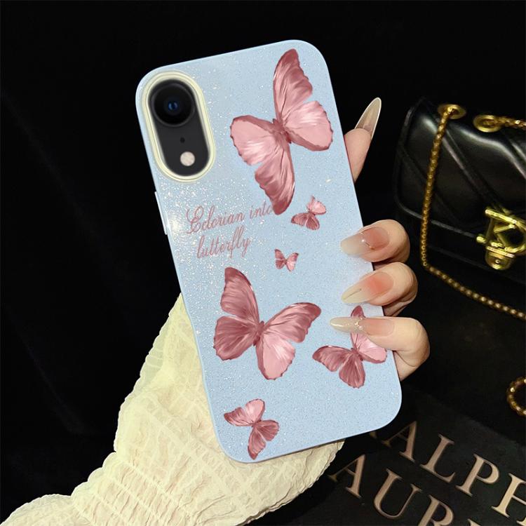 Custodia per telefono ibrida in PC e TPU con motivo farfalle da sogno e glitter IMD., For iPhone 11 Pro Max, For iPhone 11, For iPhone 11 Pro, For iPhone XS / X, For iPhone XR, For iPhone XS Max