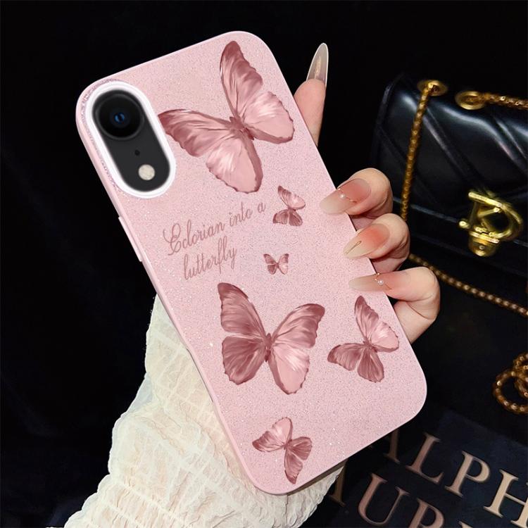 Custodia per telefono ibrida in PC e TPU con motivo farfalle da sogno e glitter IMD., For iPhone 11 Pro Max, For iPhone 11, For iPhone 11 Pro, For iPhone XS / X, For iPhone XR, For iPhone XS Max