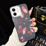 Custodia per telefono ibrida in PC e TPU con motivo farfalle da sogno e glitter IMD., For iPhone 11 Pro Max, For iPhone 11, For iPhone 11 Pro, For iPhone XS / X, For iPhone XR, For iPhone XS Max