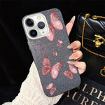 Custodia per telefono ibrida in PC e TPU con motivo farfalle da sogno e glitter IMD., For iPhone 11 Pro Max, For iPhone 11, For iPhone 11 Pro, For iPhone XS / X, For iPhone XR, For iPhone XS Max