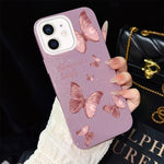 Custodia per telefono ibrida in PC e TPU con motivo farfalle da sogno e glitter IMD., For iPhone 13 Pro Max, For iPhone 13 Pro, For iPhone 13, For iPhone 12, For iPhone 12 Pro Max, For iPhone 12 Pro
