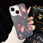 Custodia per telefono ibrida in PC e TPU con motivo farfalle da sogno e glitter IMD., For iPhone 13 Pro Max, For iPhone 13 Pro, For iPhone 13, For iPhone 12, For iPhone 12 Pro Max, For iPhone 12 Pro