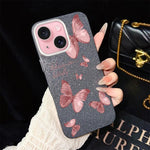 Custodia per telefono ibrida in PC e TPU con motivo farfalle da sogno e glitter IMD., For iPhone 16 Pro, For iPhone 16 Plus, For iPhone 16, For iPhone 15 Pro Max, For iPhone 15 Pro, For iPhone 15 Plus