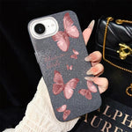 Custodia per telefono ibrida in PC e TPU con motivo farfalle da sogno e glitter IMD., For iPhone 17e / 16e, For iPhone 17 Pro Max, For iPhone 17 Pro, For iPhone 17, For iPhone Air, For iPhone 16 Pro Max