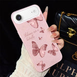 Custodia per telefono ibrida in PC e TPU con motivo farfalle da sogno e glitter IMD., For iPhone 17e / 16e, For iPhone 17 Pro Max, For iPhone 17 Pro, For iPhone 17, For iPhone Air, For iPhone 16 Pro Max
