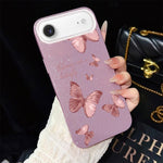 Custodia per telefono ibrida in PC e TPU con motivo farfalle da sogno e glitter IMD., For iPhone 17e / 16e, For iPhone 17 Pro Max, For iPhone 17 Pro, For iPhone 17, For iPhone Air, For iPhone 16 Pro Max