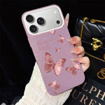 Custodia per telefono ibrida in PC e TPU con motivo farfalle da sogno e glitter IMD., For iPhone 17e / 16e, For iPhone 17 Pro Max, For iPhone 17 Pro, For iPhone 17, For iPhone Air, For iPhone 16 Pro Max