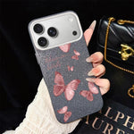 Custodia per telefono ibrida in PC e TPU con motivo farfalle da sogno e glitter IMD., For iPhone 17e / 16e, For iPhone 17 Pro Max, For iPhone 17 Pro, For iPhone 17, For iPhone Air, For iPhone 16 Pro Max
