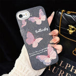 Custodia per telefono ibrida in PC e TPU con motivo a farfalle sfumate e glitter IMD., For iPhone 8 Plus / 7 Plus, For iPhone 6 Plus / 6s Plus, For iPhone 6 / 6s
