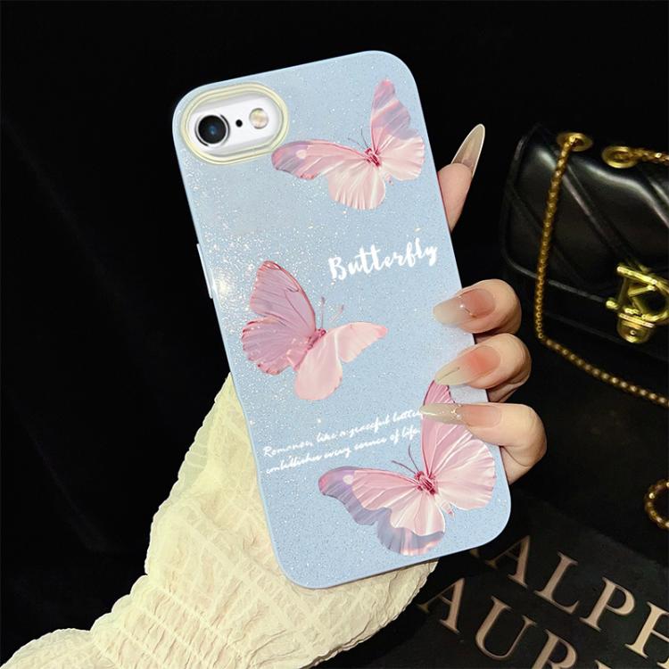 Custodia per telefono ibrida in PC e TPU con motivo a farfalle sfumate e glitter IMD., For iPhone 8 Plus / 7 Plus, For iPhone 6 Plus / 6s Plus, For iPhone 6 / 6s