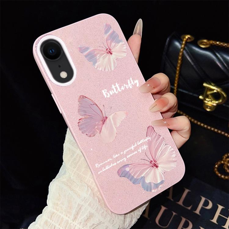 Custodia per telefono ibrida in PC e TPU con motivo a farfalle sfumate e glitter IMD., For iPhone 11 Pro Max, For iPhone 11, For iPhone 11 Pro, For iPhone XS / X, For iPhone XR, For iPhone XS Max