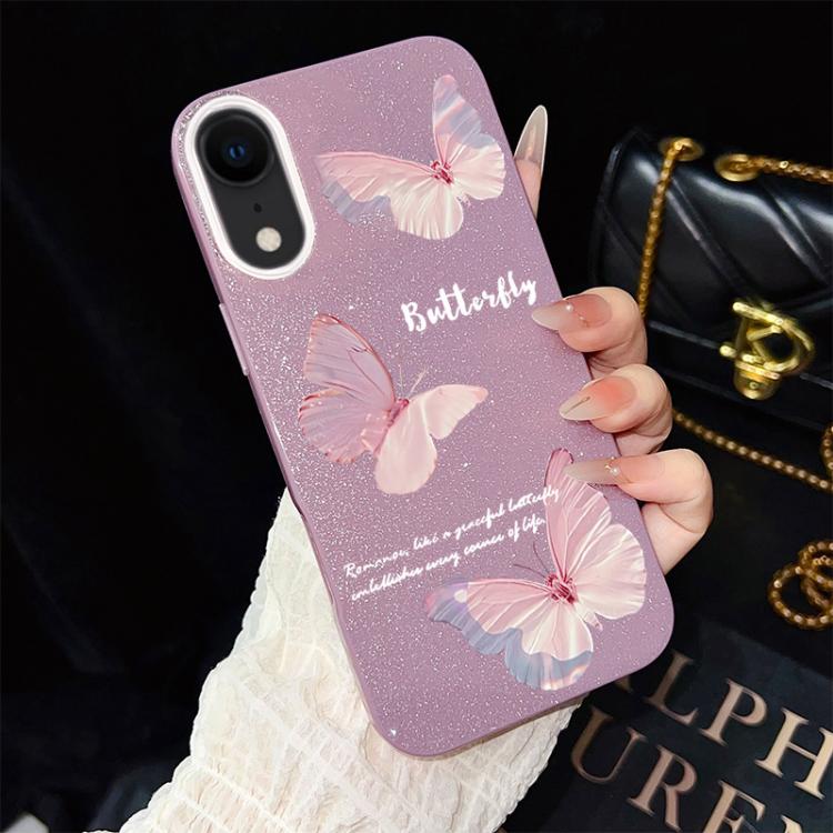 Custodia per telefono ibrida in PC e TPU con motivo a farfalle sfumate e glitter IMD., For iPhone 11 Pro Max, For iPhone 11, For iPhone 11 Pro, For iPhone XS / X, For iPhone XR, For iPhone XS Max