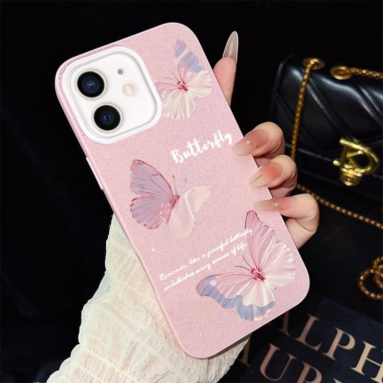 Custodia per telefono ibrida in PC e TPU con motivo a farfalle sfumate e glitter IMD., For iPhone 11 Pro Max, For iPhone 11, For iPhone 11 Pro, For iPhone XS / X, For iPhone XR, For iPhone XS Max