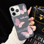 Custodia per telefono ibrida in PC e TPU con motivo a farfalle sfumate e glitter IMD., For iPhone 11 Pro Max, For iPhone 11, For iPhone 11 Pro, For iPhone XS / X, For iPhone XR, For iPhone XS Max