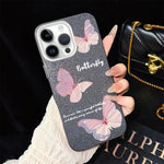 Custodia per telefono ibrida in PC e TPU con motivo a farfalle sfumate e glitter IMD., For iPhone 13 Pro Max, For iPhone 13 Pro, For iPhone 13, For iPhone 12, For iPhone 12 Pro Max, For iPhone 12 Pro