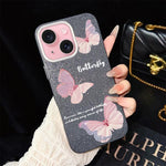 Custodia per telefono ibrida in PC e TPU con motivo a farfalle sfumate e glitter IMD., For iPhone 16 Pro, For iPhone 16 Plus, For iPhone 16, For iPhone 15 Pro Max, For iPhone 15 Pro, For iPhone 15 Plus