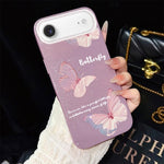 Custodia per telefono ibrida in PC e TPU con motivo a farfalle sfumate e glitter IMD., For iPhone 17e / 16e, For iPhone 17 Pro Max, For iPhone 17 Pro, For iPhone 17, For iPhone Air, For iPhone 16 Pro Max