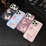 Custodia per telefono ibrida in PC e TPU con motivo a farfalle sfumate e glitter IMD., For iPhone 16 Pro, For iPhone 16 Plus, For iPhone 16, For iPhone 15 Pro Max, For iPhone 15 Pro, For iPhone 15 Plus