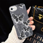 Custodia per telefono ibrida in PC e TPU con motivo a farfalle e glitter IMD, For iPhone 8 Plus / 7 Plus, For iPhone 6 Plus / 6s Plus, For iPhone 6 / 6s