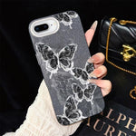 Custodia per telefono ibrida in PC e TPU con motivo a farfalle e glitter IMD, For iPhone 8 Plus / 7 Plus, For iPhone 6 Plus / 6s Plus, For iPhone 6 / 6s