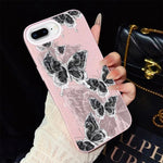 Custodia per telefono ibrida in PC e TPU con motivo a farfalle e glitter IMD, For iPhone 8 Plus / 7 Plus, For iPhone 6 Plus / 6s Plus, For iPhone 6 / 6s