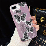 Custodia per telefono ibrida in PC e TPU con motivo a farfalle e glitter IMD, For iPhone 8 Plus / 7 Plus, For iPhone 6 Plus / 6s Plus, For iPhone 6 / 6s