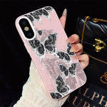 Custodia per telefono ibrida in PC e TPU con motivo a farfalle e glitter IMD, For iPhone 11 Pro Max, For iPhone 11, For iPhone 11 Pro, For iPhone XS / X, For iPhone XR, For iPhone XS Max