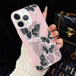 Custodia per telefono ibrida in PC e TPU con motivo a farfalle e glitter IMD, For iPhone 11 Pro Max, For iPhone 11, For iPhone 11 Pro, For iPhone XS / X, For iPhone XR, For iPhone XS Max