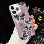 Custodia per telefono ibrida in PC e TPU con motivo a farfalle e glitter IMD, For iPhone 11 Pro Max, For iPhone 11, For iPhone 11 Pro, For iPhone XS / X, For iPhone XR, For iPhone XS Max