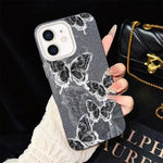 Custodia per telefono ibrida in PC e TPU con motivo a farfalle e glitter IMD, For iPhone 13 Pro Max, For iPhone 13 Pro, For iPhone 13, For iPhone 12, For iPhone 12 Pro Max, For iPhone 12 Pro