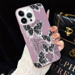 Custodia per telefono ibrida in PC e TPU con motivo a farfalle e glitter IMD, For iPhone 13 Pro Max, For iPhone 13 Pro, For iPhone 13, For iPhone 12, For iPhone 12 Pro Max, For iPhone 12 Pro