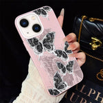 Custodia per telefono ibrida in PC e TPU con motivo a farfalle e glitter IMD, For iPhone 15, For iPhone 14 Plus, For iPhone 14, For iPhone 14 Pro, For iPhone 14 Pro Max, For iPhone SE 2022 / SE 2020