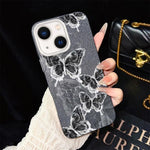 Custodia per telefono ibrida in PC e TPU con motivo a farfalle e glitter IMD, For iPhone 15, For iPhone 14 Plus, For iPhone 14, For iPhone 14 Pro, For iPhone 14 Pro Max, For iPhone SE 2022 / SE 2020