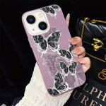 Custodia per telefono ibrida in PC e TPU con motivo a farfalle e glitter IMD, For iPhone 15, For iPhone 14 Plus, For iPhone 14, For iPhone 14 Pro, For iPhone 14 Pro Max, For iPhone SE 2022 / SE 2020