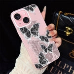 Custodia per telefono ibrida in PC e TPU con motivo a farfalle e glitter IMD, For iPhone 15, For iPhone 14 Plus, For iPhone 14, For iPhone 14 Pro, For iPhone 14 Pro Max, For iPhone SE 2022 / SE 2020