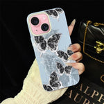 Custodia per telefono ibrida in PC e TPU con motivo a farfalle e glitter IMD, For iPhone 16 Pro, For iPhone 16 Plus, For iPhone 16, For iPhone 15 Pro Max, For iPhone 15 Pro, For iPhone 15 Plus