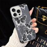 Custodia per telefono ibrida in PC e TPU con motivo a farfalle e glitter IMD, For iPhone 16 Pro, For iPhone 16 Plus, For iPhone 16, For iPhone 15 Pro Max, For iPhone 15 Pro, For iPhone 15 Plus