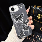 Custodia per telefono ibrida in PC e TPU con motivo a farfalle e glitter IMD, For iPhone 17e / 16e, For iPhone 17 Pro Max, For iPhone 17 Pro, For iPhone 17, For iPhone Air, For iPhone 16 Pro Max