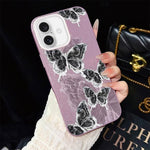 Custodia per telefono ibrida in PC e TPU con motivo a farfalle e glitter IMD, For iPhone 17e / 16e, For iPhone 17 Pro Max, For iPhone 17 Pro, For iPhone 17, For iPhone Air, For iPhone 16 Pro Max