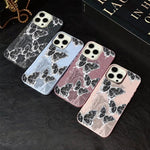 Custodia per telefono ibrida in PC e TPU con motivo a farfalle e glitter IMD, For iPhone 8 Plus / 7 Plus, For iPhone 6 Plus / 6s Plus, For iPhone 6 / 6s