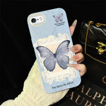 Custodia per telefono ibrida in PC e TPU con glitter e motivo a farfalla blu IMD, For iPhone 8 Plus / 7 Plus, For iPhone 6 Plus / 6s Plus, For iPhone 6 / 6s