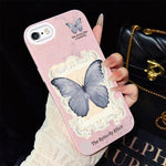 Custodia per telefono ibrida in PC e TPU con glitter e motivo a farfalla blu IMD, For iPhone 8 Plus / 7 Plus, For iPhone 6 Plus / 6s Plus, For iPhone 6 / 6s