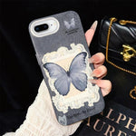 Custodia per telefono ibrida in PC e TPU con glitter e motivo a farfalla blu IMD, For iPhone 8 Plus / 7 Plus, For iPhone 6 Plus / 6s Plus, For iPhone 6 / 6s
