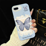 Custodia per telefono ibrida in PC e TPU con glitter e motivo a farfalla blu IMD, For iPhone 8 Plus / 7 Plus, For iPhone 6 Plus / 6s Plus, For iPhone 6 / 6s