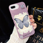Custodia per telefono ibrida in PC e TPU con glitter e motivo a farfalla blu IMD, For iPhone 8 Plus / 7 Plus, For iPhone 6 Plus / 6s Plus, For iPhone 6 / 6s