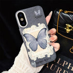 Custodia per telefono ibrida in PC e TPU con glitter e motivo a farfalla blu IMD, For iPhone 11 Pro Max, For iPhone 11, For iPhone 11 Pro, For iPhone XS / X, For iPhone XR, For iPhone XS Max