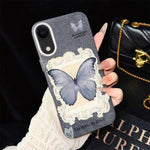 Custodia per telefono ibrida in PC e TPU con glitter e motivo a farfalla blu IMD, For iPhone 11 Pro Max, For iPhone 11, For iPhone 11 Pro, For iPhone XS / X, For iPhone XR, For iPhone XS Max