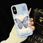 Custodia per telefono ibrida in PC e TPU con glitter e motivo a farfalla blu IMD, For iPhone 11 Pro Max, For iPhone 11, For iPhone 11 Pro, For iPhone XS / X, For iPhone XR, For iPhone XS Max